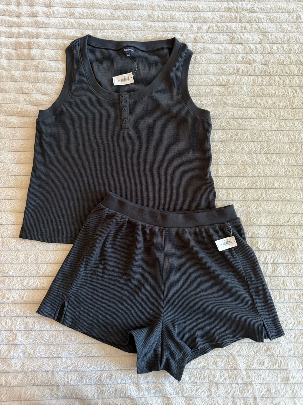 GAP Black Ribbed Henley Tank & Lounge Shorts Set 😴😴😴